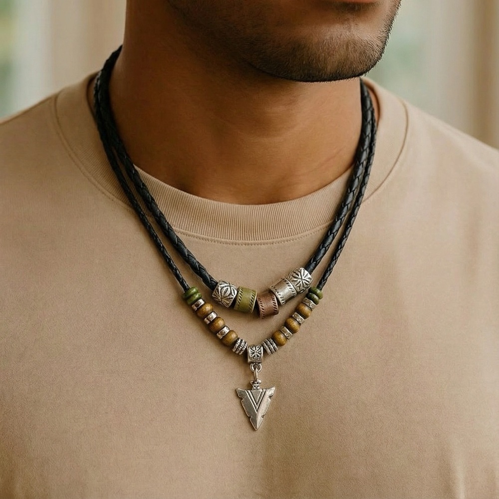 Tribal Pendant Necklace with Beads